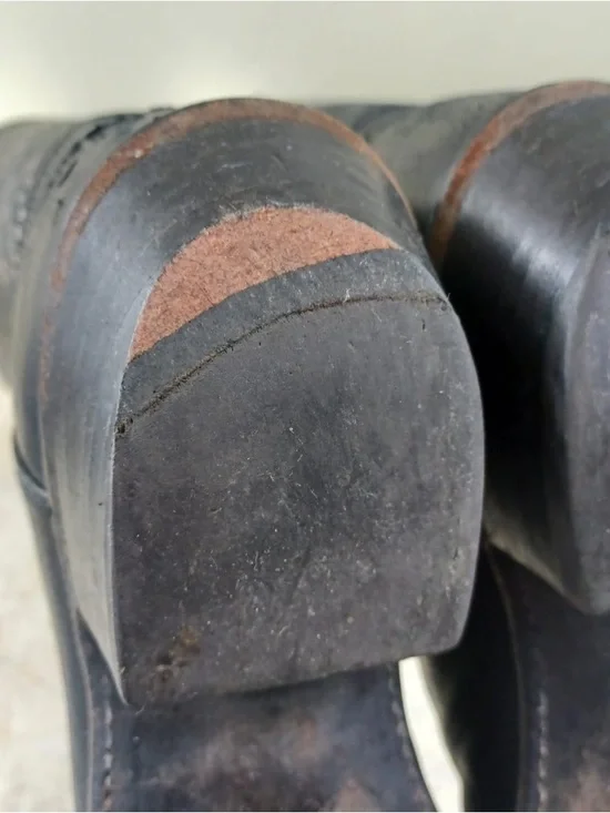 Vintage Dan Post Ostrich Leather Black Cowboy Boots, Size Men's 8.1/2 Pull-On - Picture 9 of 16